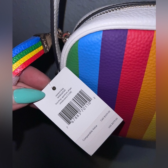Kate Spade Kourtney Spectrum Stripe Camera Bag WKRU6940 White Dove Multi Rainbow - Picture 5 of 6
